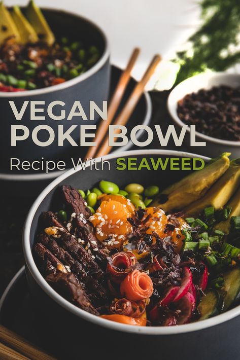 Seaweed Bowl, Chlorella Recipe, Spirulina Bowl, Seaweed Recipe, Vegan Poke Bowl, Seaweed Recipes, Vegan Poke, Spirulina Recipes, Baked Tempeh