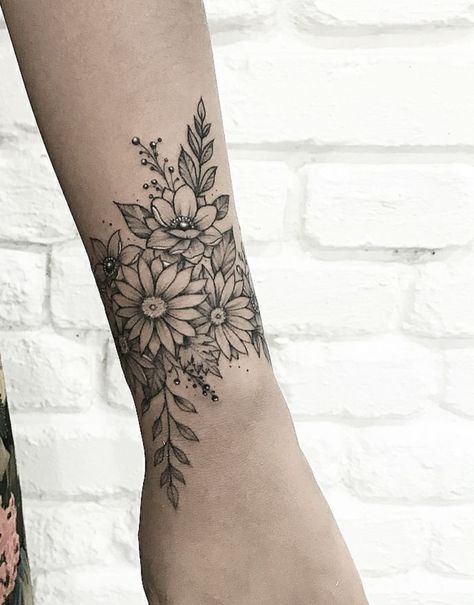 Girly Tattoo Cover Ups, Floral Arm Wrap Tattoos For Women, Flower Half Sleeve Tattoos For Women Lower Arm, Big Wrist Tattoos For Women, Coverup Tattoo Ideas For Women Forearm, Half Sleeve Tattoos Upper Arm, Wrist Flower Tattoos For Women, Wrist Floral Tattoo, Forearm Flower Tattoo Women