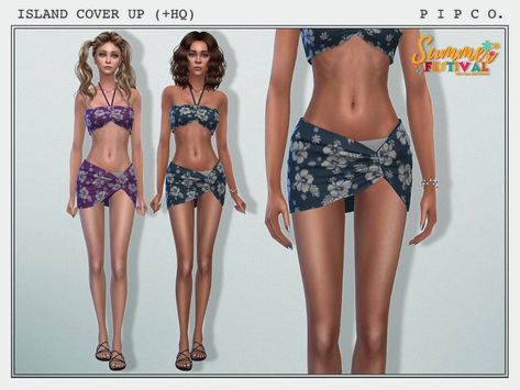 The Sims Resource - Summer Festival - Island Cover Up. Mods Ts4, Hot Weather Outfits, Sims Clothes, Los Sims, Sims 1, Female Clothing, Ts4 Cc, Sims 4 Clothing, Maxis Match