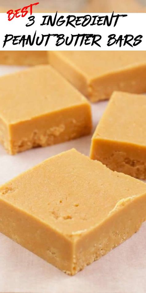 low carb gluten free  NO BAKE 3 ingredient peanut butter bars cut in squares on parchment paper Low Carb Fall Desserts, Low Calorie Peanut Butter, Butter Squares, Work Snacks, Peanut Butter Bar, Sugar Free Desserts Easy, 3 Ingredient Recipe, Low Carb Desserts Easy, Peanut Butter Bars Recipe