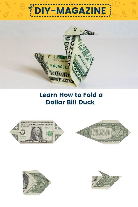 Learn how to make a Duck from a Dollar Bill Dollar Origami Step By Step, Origami Dollar Bill Easy Step By Step, Dollar Oragami Ideas Step By Step, Origami Dollar Bill Easy, Dollar Origami Easy Step By Step, Money Origami Easy Step By Step, Folding Dollar Bills Easy Step By Step, Dollar Bill Origami Easy Step By Step, Oragami Ideas Cute Easy Step By Step