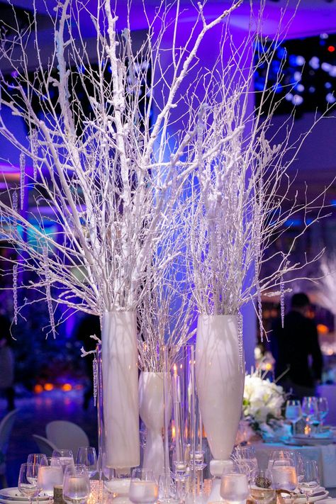 Phillip Van Nostrand has such an innate ability to capture moments through his lens. The entire space was covered in white décor from the frosted trees to the floral centerpieces upon tables dressed in crisp linens. An engaging presentation, delicious food, and festive cocktails tied the evening together. Winter Wonderland Gala, Ski Lodge Party, Winter Wonderland Ball, Winter Table Centerpieces, Winter Wonderland Centerpieces, Winter Wonderland Christmas Party, School Fall Festival, Winter Wonderland Party Theme, Caribbean Christmas