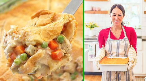 If you've ever watched HGTV's Fixer Upper, then you know Joanna Gaines. Not only is she known for her incredible interior design skills, but for her amazing recipes as well. One of her many delicious delicacies is her chicken pot pie. Joanna's been making this version of chicken pot pie for he Bisquick Chicken Pot Pie, Magnolia Recipes, Bisquick Chicken, Joanna Gaines Recipes, Chicken Potpie, Southern Foods, Chicken Pot Pie Recipe, Chicken Casseroles, Pot Food