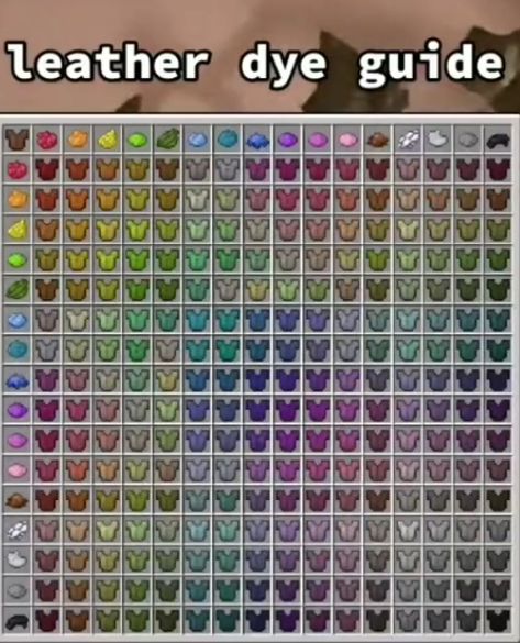 minecraft, leather armor, dye, guide, colors Minecraft Leather Dye Chart, Dye Chart Minecraft, How To Make A Star In Minecraft, Minecraft Dye Guide, How To Dye Leather Armor In Minecraft, Armor Trim Combos Minecraft, Minecraft Leather Armor Dye, Armor Trims Minecraft Combos, Minecraft Dye Chart