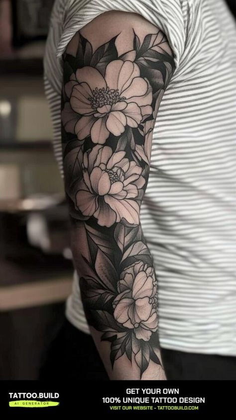 Half Sleeve Tattoos for Men Creative Designs for Your Ink Inspiration Floral Chest Tattoo Men, Mens Floral Tattoo, Sleeve Tattoo Ideas Men, Flower Arm Sleeve Tattoo, Garden Tattoo Sleeve, Half Sleeve Tattoo Upper Arm, Half Sleeve Tattoo Ideas, Tattoo Ideas Men, Half Sleeve Tattoos For Men