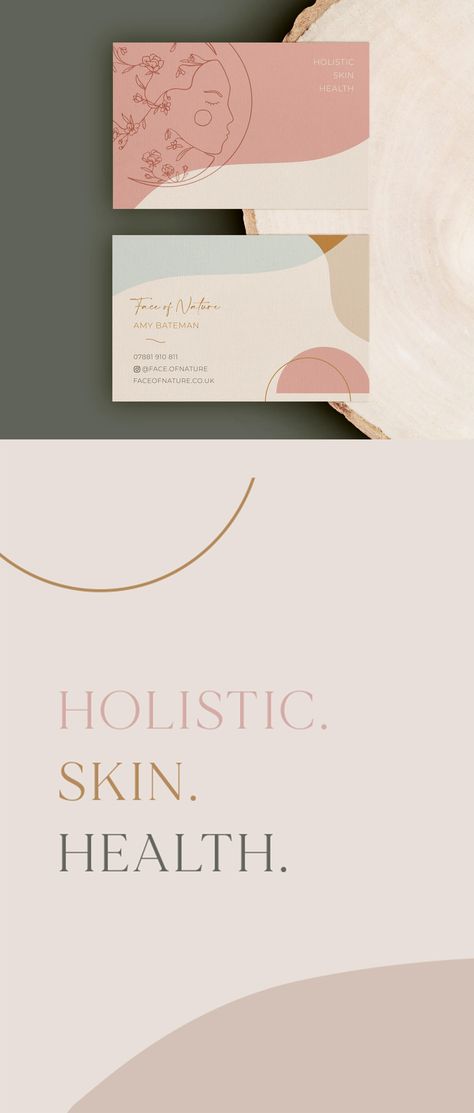 Esthetician Branding Colors, Natural Business Cards, Wellness Business Cards, Skincare Logo Design Inspiration, Health And Wellness Logo Design, Crystal Branding, Reiki Business Cards, Natural Branding Design, Aesthetic Business Cards