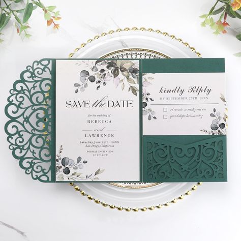 PRICES MAY VARY. 🌿Wedding Invitation Kit: There are totally 50 sets Invitations in pack, includes 50pcs laser cut wedding invitation pockets, 50pcs blank invitation cards, 50pcs blank rsvp cards, 50pcs white envelopes and 50pcs envelopes stickers. Suitable for your party, classic and delicate. 🌿Standard Invitations with Envelopes: Our party invitations are in perfect dimension about 4.9*7.1 inch, blank invitation paper about 4.7*6.9 inch, blank rsvp card about 3.5*4.7 inch, envelopes about 5.3