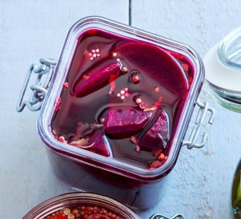 Pickled beetroot recipe | BBC Good Food How To Pickle Beetroot, Pickled Beetroot, Roasted Beetroot, Beetroot Recipes, Pickled Beets, Bbc Good Food, Bbc Good Food Recipes, White Wine Vinegar, Meat And Cheese