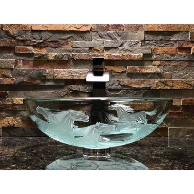 Elegant Glass Engraving Studio Nokota Glass Circular Vessel Bathroom Sink Star Bathroom, Bathroom Sink Decor, Glass Vessel Sinks, Vessel Faucets, Man Cave Home Bar, Glass Engraving, Vessel Bathroom Sink, Casas Coloniales, Rustic Bathrooms