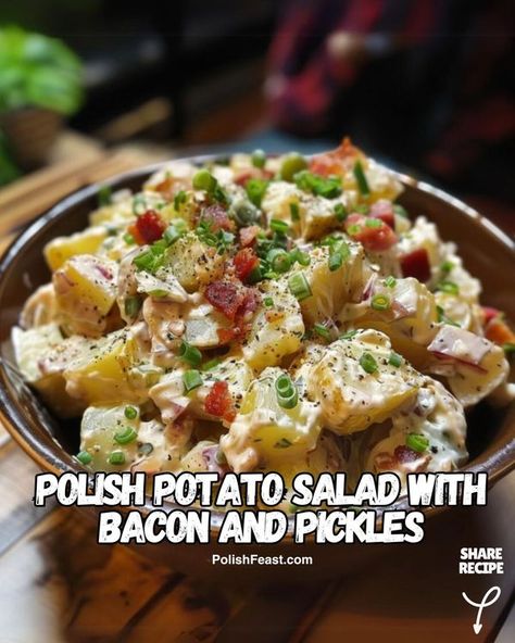 Polish Appetizers, Potato Salad With Bacon, Monday Breakfast, Tartare Recipe, Potato Salad Dill, Bacon Potato Salad, Creamy Potato Salad, Indian Cooking Recipes, Salad With Sweet Potato