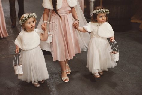 5 Ways to Keep Your Flower Girl Snug this A/W | weddingsonline Winter Flower Girl Dress, Winter Flower Girl, Christmas Wedding Dresses, Wedding Kids Outfit, Baby Breath Flower Crown, Winter Wedding Outfits, Wedding Color Pallet, Toddler Flower Girls, Dresses Winter