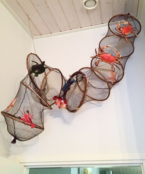 Boys Fishing Bedroom, Fishing Net Decor, Seafood Decor, Tikki Bar, Fish Net Decor, Themed Hotel Rooms, Fish Monger, Fishing Nursery, Fish Wrap