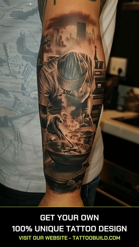 Chef Tattoo Ideas: 40 Best Designs and Ideas - Tattoo Build Life Tattoos For Men, Chef Tattoo Design, Chef Tattoo Ideas, Dessert Tattoo, Culinary Tattoos, Chef Tattoo, Latest Hollywood Movies, Spirit Tattoo, Food Tattoos