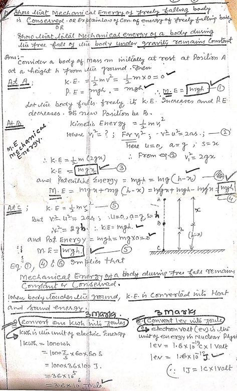 Work Energy And Power Handwritten Notes For Class 11th Class 11 Physics Notes Work Energy Power, Work Energy Power Physics Notes, Law Of Conservation Of Energy, Work Energy And Power, Conservation Of Energy, Physics Lessons, Physics Concepts, Learn Physics, Physics Formulas