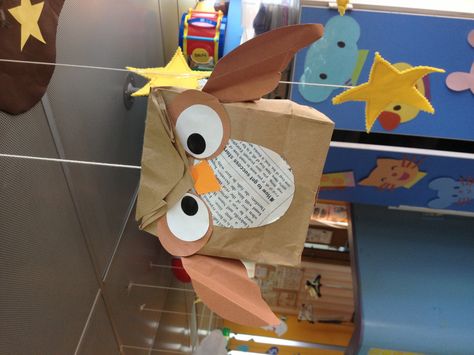 Paper bag owl Paper Bag Owl, Owl Crafts For Kids, Snowy Owl Craft, Flying Paper, Owl Craft, Preschool Decor, Paper Bag Crafts, Paper Duck, Paper Owls