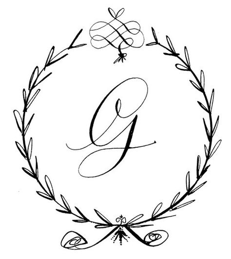 Stephanie Fishwick The Letter G, Letter G, Calligraphy, Wreath, Logos