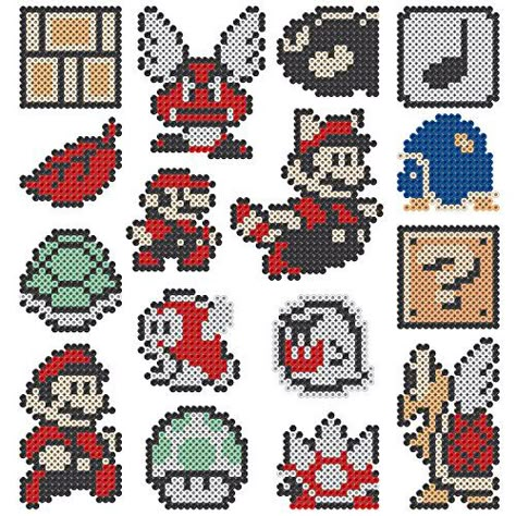 Small Mario Perler Bead Patterns, Pearler Bead Mario, Mario Star Perler Bead Patterns, Super Mario Crafts, Paper Mario Perler Beads, Mario Perler Beads, Perler Beads Mario Cart, Mario Perler Bead Patterns Large, Bead Pins