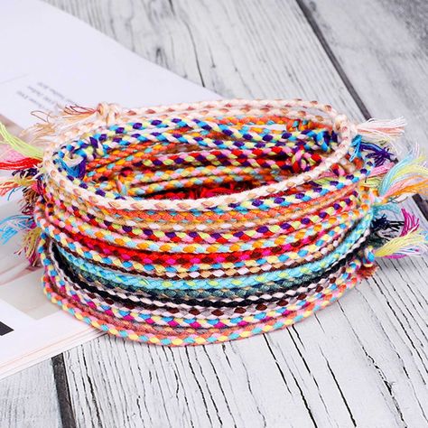 Thread Wrapped Bracelets, Handmade String Bracelets, Knot Rope, Braided Friendship Bracelets, Cotton Bracelet, Bracelet Fil, String Bracelets, Rope Braid, Pola Gelang