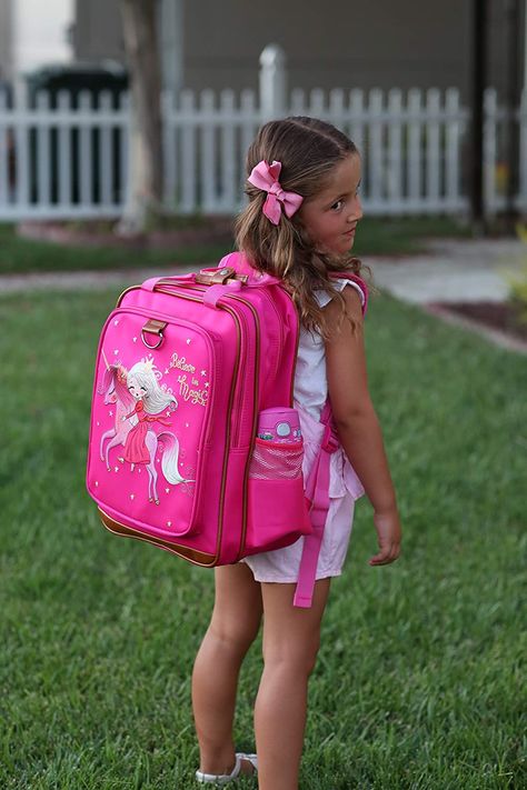 Amazon.com | Backpack for Girls Unicorn 15" | Durable and Functional School Book Bag for Kindergarten or Elementary | Lightweight Back Pack for Kids | Kids' Backpacks Cindy Kindergarten, Pink School Bag, Pink School Bags, Kindergarten Backpack, Unicorn Backpack, Back To School Bags, Backpack For School, School Bookbags, Kids' Bag