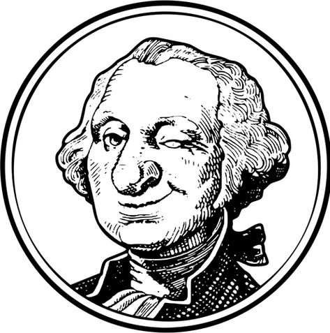 Vector drawing of winking George Washington | Public domain vectors Learning Log, Clever Marketing, Accounting Humor, The Jersey Devil, Money Board, Library School, Money Images, United States Presidents, Primary Resources