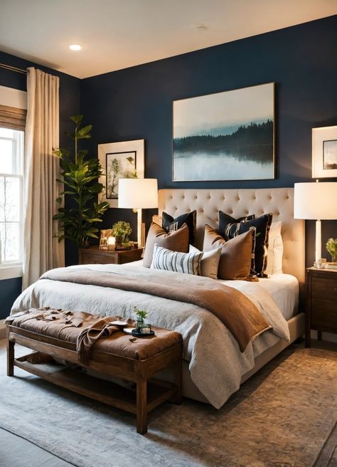 Timeless Small Bedroom Ideas, Trendy Master Bedrooms 2024, Contemporary Luxe Bedroom, Cosy Guest Bedroom, Luxe Bedroom Classy, Fresh Bedroom Color Scheme, Women Bedroom Designs, Moody Rustic Bedroom, Cozy Master Suite Ideas