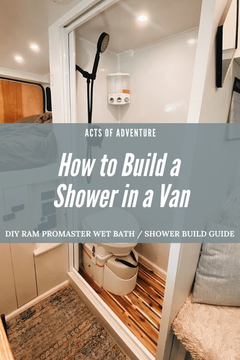 Learn how we built a wet bath and shower in our DIY Ram Promaster conversion van! Featuring a Nature's Head composting toilet, FRP panel walls, Bosch hot water heater, and so many tips and tricks. Toilet Shower Combo Camper, Van Toilet Shower Combo, Van Life Videos, Promaster Conversion, Bus Renovation, Campervan Build, Camper Van Shower, Promaster Camper Van, Car Conversion