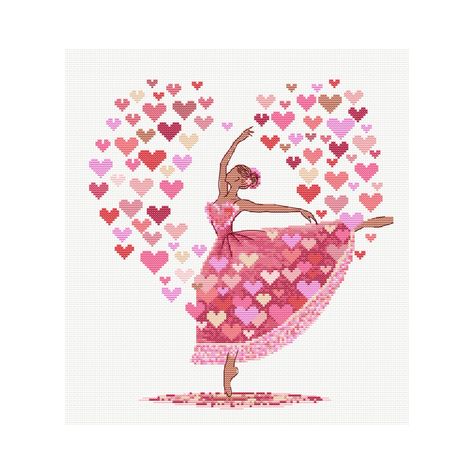 Dance with your heart. Ballerina. Cross stitch digital pattern chart PDF Instant download Aida Fabric, Dance With You, Cute Embroidery, Back Stitch, Pdf Patterns, Cross Stitching, Digital Pattern, Le Point, One Color