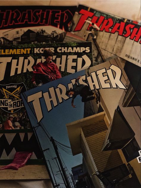 Thrasher Aesthetic, Mid90s Aesthetic, Magazine Aesthetic, 90s Skate, Skate 3, Thrasher Magazine, Birthday Wishlist, Photography Inspo, School Projects