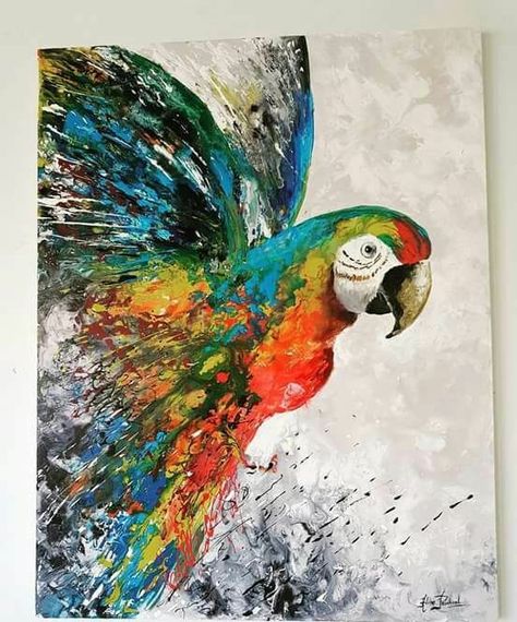 Acrylic Painting Birds, Parrot Artwork, Painting Ideas Acrylic, Diy Parrot, Animal Kingdom Colouring Book, Parrot Painting, Painting Birds, Acrylic Art Projects, Acrylic Painting Ideas