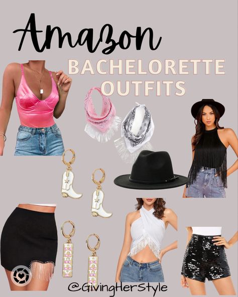 The cutest bachelorette outfits from Amazon Prime! #fashion #bachelorette #bachelorettepartyideas #nashville #nashvillestyle #bachelorettepartydecorations #rodeo #rodeofashion #rodeostyle #amazonfashion #amazonshopping #amazonaffiliatelink #ltkunder50 #ltkstyletip #ltkshoecrush #ltkwedding Amazon Bachelorette Outfits, Beige Purses, Bachelorette Party Outfit, Nashville Style, Nashville Outfits, Rodeo Outfits, Bachelorette Outfits, Fall Lookbook, Rodeo Fashion