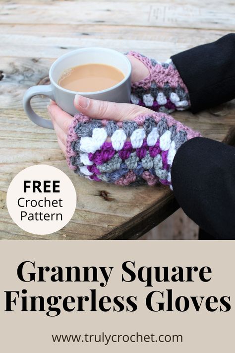 Fingerless Granny Square Gloves, Granny Square Wrist Warmers Free Pattern, Granny Square Hand Warmers, Granny Square Gloves, Granny Square Fingerless Gloves, Crochet Glove, Crochet Gloves Free Pattern, Crochet Fingerless Gloves Free Pattern, Fingerless Mittens Pattern