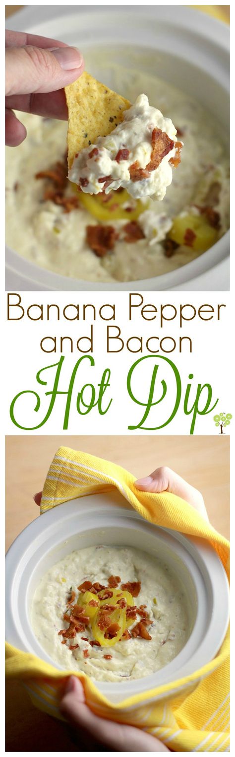 Delicious new Banana Pepper and Bacon Hot Dip! This easy throw-it-together in the crockpot dip is perfect for the holidays. Banana Pepper Dip, Sandwich Dip, Recipes With Banana Peppers, Chips Dip, Pepper Dip, Crock Pot Dips, Cake Cooking, Stuffed Pepper Dip, Cheesecake Dip