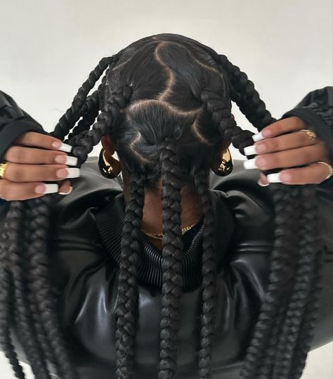 b.hov on ig braids Cornrows Natural Hair, Big Box Braids Hairstyles, Cute Box Braids Hairstyles, Quick Braided Hairstyles, Protective Hairstyles Braids, Pretty Braided Hairstyles, Hairdos For Curly Hair, Hair Ponytail Styles, Cornrow Hairstyles