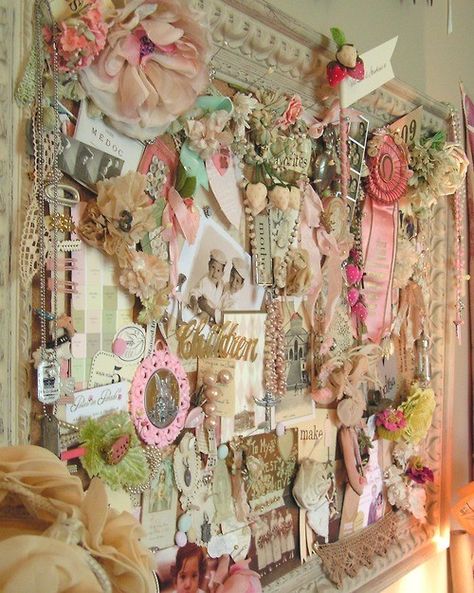 Inspiration board Vintage Craft Room, Shabby Chic Craft Room, Shabby Chic Decorating, Muebles Shabby Chic, Vintage Knick Knacks, Pretty Storage, Estilo Shabby Chic, Shabby Chic Crafts, Memo Boards