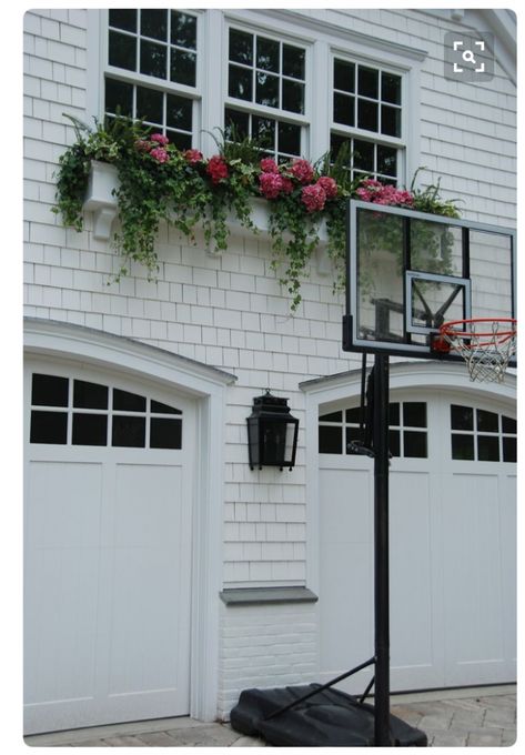 Shaker Siding, Garage Door Colors, Garage Windows, Garage Door Windows, Window Box Garden, Garage Door Types, Window Box Flowers, Exterior Remodel, Windows Exterior