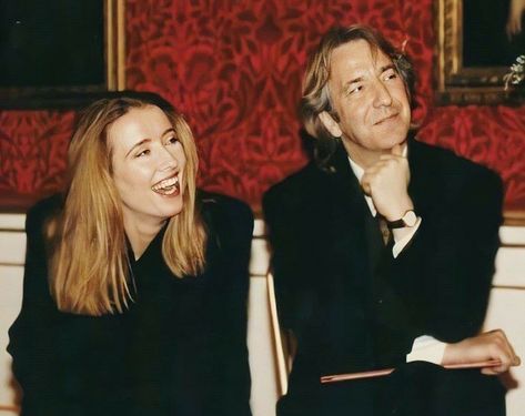 Emma Thompson and Alan Rickman. (90's maybe 1993? Going by Emma's long hair?) Emma Thompson And Alan Rickman, Emma Thompson Harry Potter, Alan Rickman Emma Thompson, Alan Rickman And Emma Thompson, Emma Thompson 90s, Alan Rickman Severus Snape, Royal Shakespeare Company, Severus Rogue, Hogwarts Aesthetic