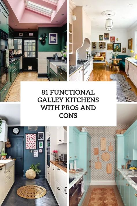 Functional Galley Kitchens With Pros And Cons cover White Galley Kitchens, Neutral Kitchen Designs, White Kitchen Countertops, Sleek Cabinet, Countertop Slabs, Wooden Countertops, Black Floor Tiles, Large Open Kitchens, Maximize Small Space