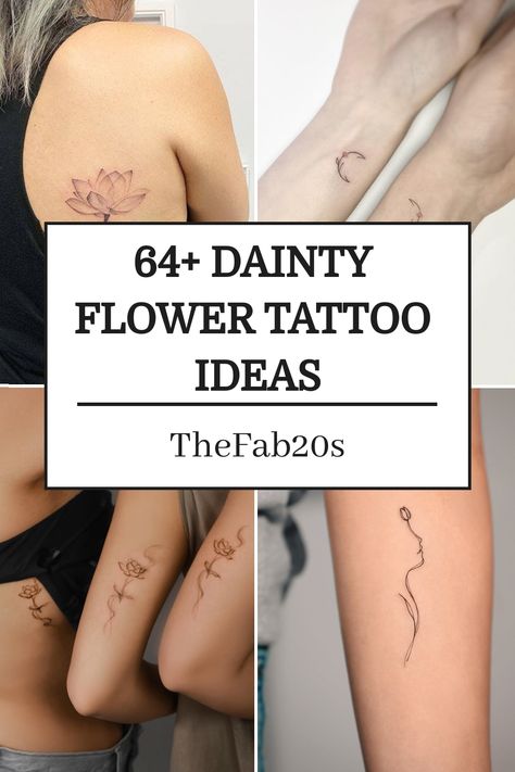 Explore over 64+ dainty flower tattoos to inspire your next ink adventure! Discover delicate designs, from minimalist to watercolor styles, perfect for expressing your unique personality through subtle yet stunning body art. Find your ideal tattoo today! Daisy With Vines Tattoo, Single Needle Tattoo Flower, Dainty Flower Chain Tattoo, Airy Floral Tattoo, Tiny Nature Tattoo Simple, Wrist Tattoo Dainty, Dainty Tattoo Placement For Women, Letter Flower Tattoo, Tattoo Ideas Female Delicate