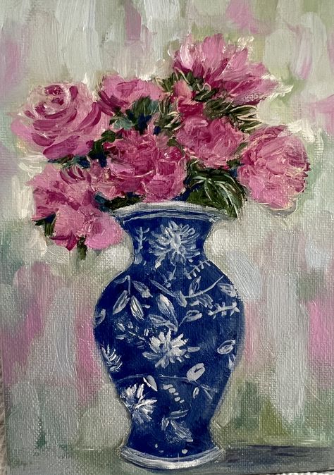 Chinoiserie Blue and White Still Life Oil Painting Gretchen Fuss Art Blue Willow Painting, Blue And White Vase Painting, Vase Painting, Chinese Flower, Blue Flower Painting, Chinoiserie Blue, Blue And White Vase, Blog Photos, Still Life Oil Painting