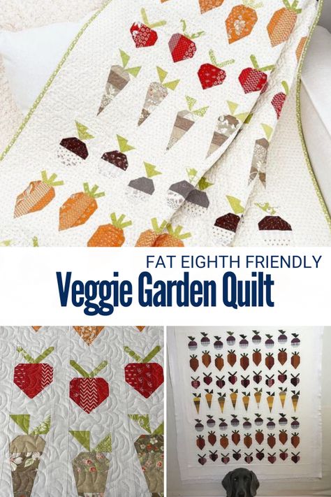 Veggie Garden Quilt - Sewing With Scraps Garden Quilts Ideas, Vegetable Quilt, Sewing With Scraps, Garden Quilt Pattern, Planting A Garden, Garden Patch, Garden Quilt, Pattern Library, Fig Tree