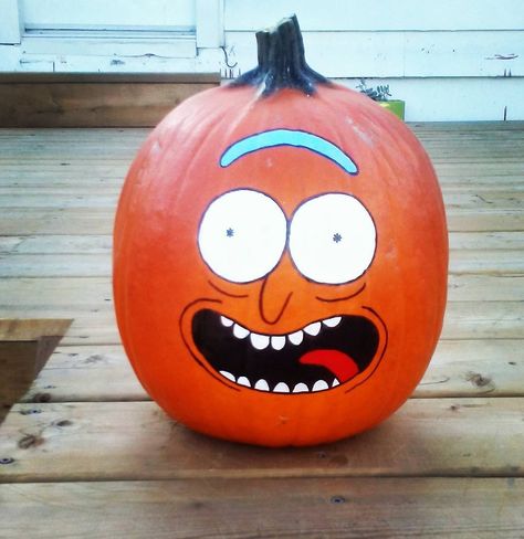 South Park Pumpkin Painting, Rick And Morty Pumpkin Painting, Pumpkin Painting Small Pumpkins, Calavera Pumpkin Painting, Naruto Pumpkin Painting, Pumpkin Painting Ideas Anime, Anime Pumpkin Painting Ideas, Rick And Morty Pumpkin, Rick And Morty Halloween