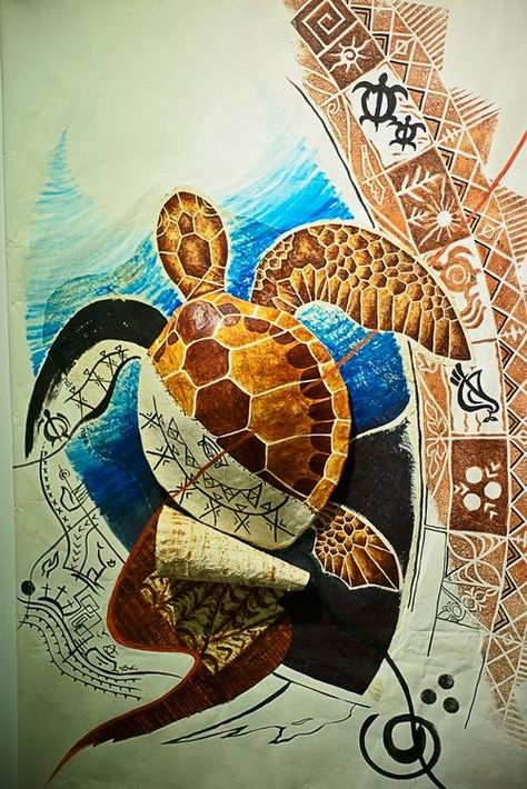 Turtle Fijian Language, Tongan Culture, Happy Aloha Friday, Art Amour, Art Studio Space, Polynesian Art, Maori Tattoo Designs, Aloha Friday, Māori Culture