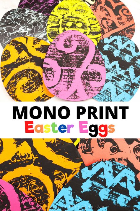 Monoprint Easter Egg Art for Kids - A fun and engaging Easter Art Project kids will love. This art project introduces children into basic mono print art techniques. To start, download our free Egg Template. Easter Art Kids, Egg Art Projects, Easter Art Project, Egg Template, Printmaking Projects, Arty Ideas, Art Project For Kids, Easter Arts And Crafts, Easter Egg Art