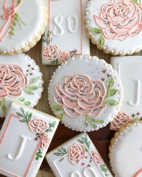 Cookies by Chelsea on Instagram: “Happy 80th birthday! 🌿 . . . #georgetowncookies #cookiesbychelsea #homebaker #royalicingcookies #sugarcookiesofinstagram #cookiedecorating…” 80 Th Birthday Cookies, Cookies For Birthday Woman, 80th Birthday Cookies Women, 80th Birthday Cookies For Grandma, 100th Birthday Cookies Decorated, 90th Birthday Decorated Cookies, 100th Birthday Cookies, 80 Birthday Cookies, 90th Birthday Cookies Decorated