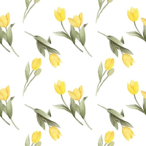 Yellow Tulips, Abaya Designs, Beautiful Watercolor, Fashion Sewing, Seamless Pattern, Premium Vector, Seamless Patterns, Tulips, Graphic Resources