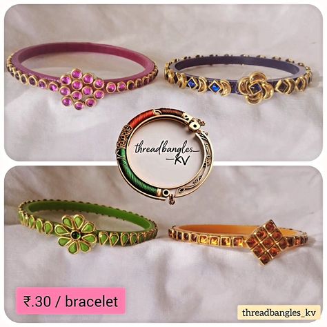 Launching Kundan Stone Bracelet✨😍 . Just at ₹30/bracelet . 📞👉8072596397 whatsapp or Dm to place your order . Colors design and size can be customised . Follow @threadbangles_kv . #silkthread #silkthreadbangles #bangles #kadabangle #kundhanbangle #bangles #bridalbangles #banglecollection #womenentrepreneurs #women #womensupportingwomen #womenempoweringwomen #womeninbusiness #bridalcollection #womenfashion #usaindians #singaporeindians #canadaindians #malaysiaindians @threadbangles_kv #ret... Kundan Bracelet Design, Kundan Bracelet, Silk Thread Bangles Design, Thread Bangles Design, Fabric Jewellery, Kundan Bangles, Silk Thread Jewelry, Silk Thread Bangles, Thread Bangles