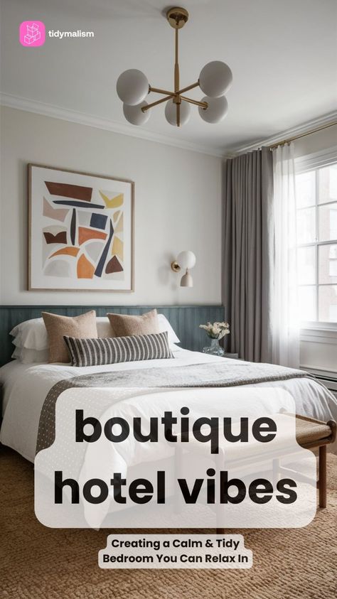 contemporary hotel-style bedroom with a clean modern look Boutique Hotel Style Bedroom, Boutique Hotel Interiors Bedrooms, Boutique Hotel Bedroom Inspiration, Hotel Room Instagram Story, Bedroom Hotel Style, Boutique Hotel Ideas, Hotel Interior Bedroom, Hotel Inspired Bedroom, Boutique Hotel Bedroom