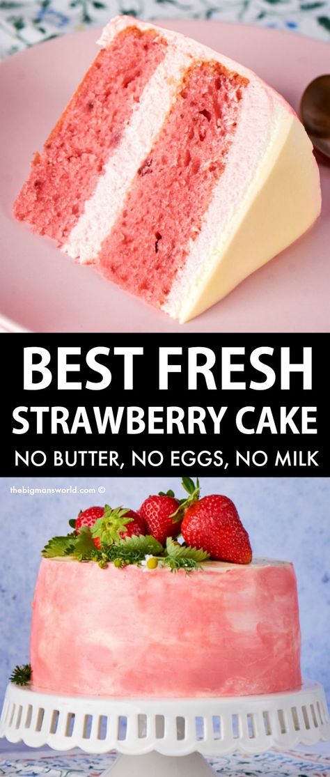 One Bowl Vegan Cake, Best Gluten Free Vegan Cake, Milk Free Egg Free Recipes, Dessert With No Eggs Or Milk, Desserts No Eggs No Milk, Strawberry Cake Eggless, Gluten And Egg Free Cake, Gluten Free Egg Free Cake Recipes, Yummy Vegan Desserts