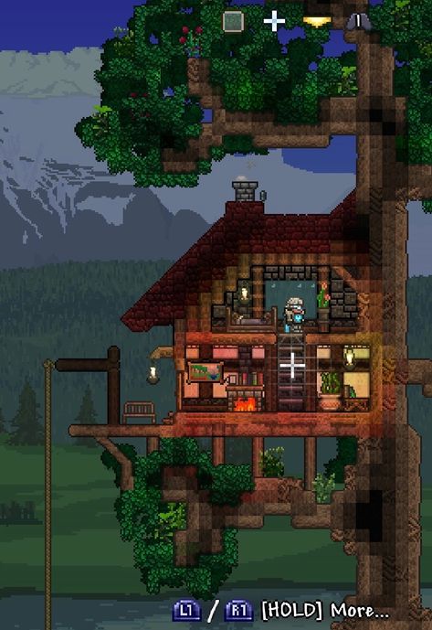 Terraria Tree House Ideas, Treehouse Terraria, Terraria Small House Ideas, Small House Terraria, Small Terraria House, Terraria Guide House, Cute Terraria Houses, Terraria Treehouse, Terraria Tree House