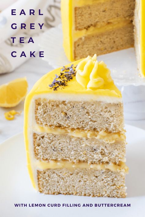 Interesting Desserts, Earl Grey Cake, Cake With Lemon Curd, Grey Cake, Lemon Curd Cake, Succulent Cake, Lemon Curd Recipe, Lemon Curd Filling, Curd Recipe